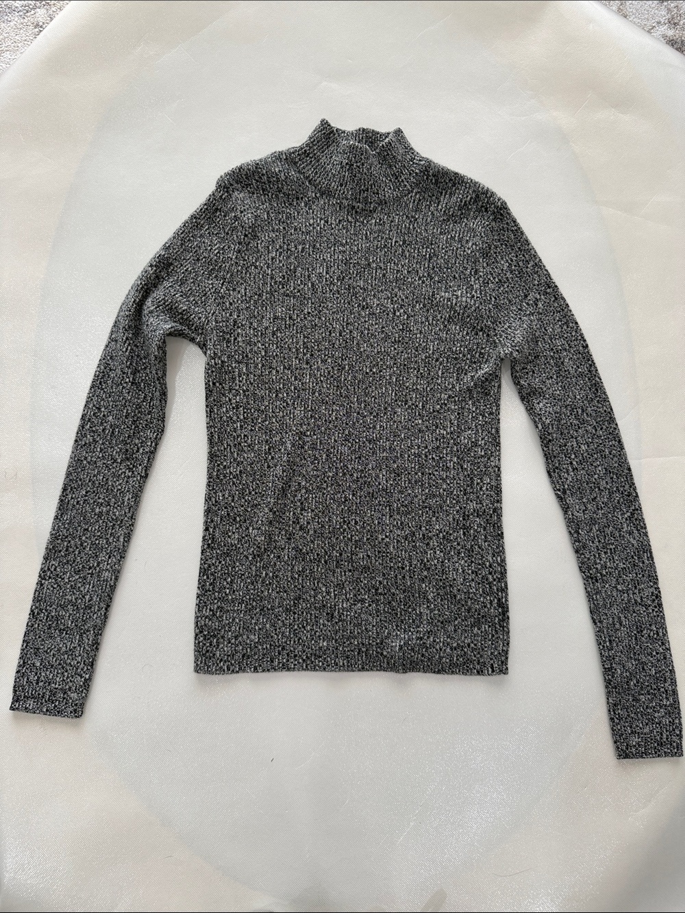 Erika & Co Classic Mock Neck Sweater - Marbled Gray MISSING SIZE TAG